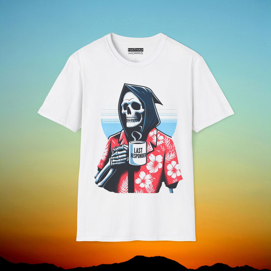 Last Responder Funny Tee | Grim Reaper T-shirt | Classic Unisex Soft-style T-Shirt | NATHAN MORRIS Brand | Spring/Summer 24