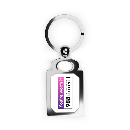 988 You're Worth It Key RING | Easy-to-find Soft Gradient Rectangular Photo Keyring | You can Add your OWN Picture