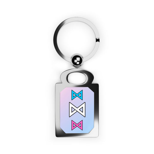 Bowties Key RING | Easy-to-find Soft Gradient Rectangular Photo Keyring | You can Add your OWN Picture