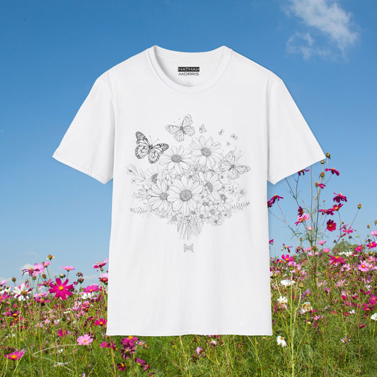 Butterfly Bouquet T-shirt | Light Colors Classic Unisex Soft-style T-Shirt | NATHAN MORRIS Brand | Spring/Summer 24