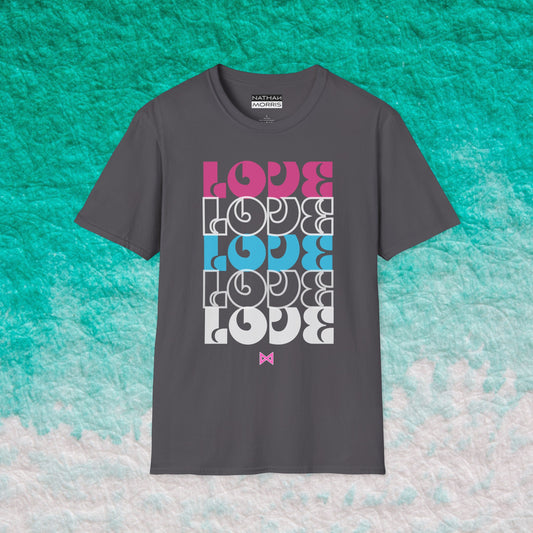 LOVE LOVE LOVE Darker Shades | Graphic Print Summer Tee | Beautiful design, feel good T-Shirt | Nathan Morris Brand | Summer 2024