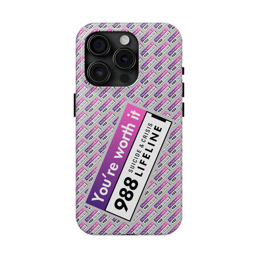 Call 988 You're Worth It | Nathan Morris Brand | Tough Phone Case