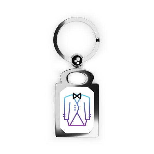 the White TUX n BOW Key RING | Easy-to-find Soft Gradient Rectangular Photo Keyring | You can Add your OWN Picture