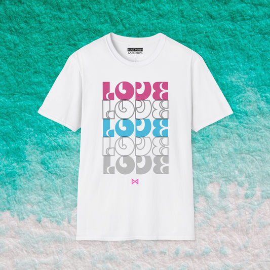 LOVE LOVE LOVE Graphic Print Summer Tee | Beautiful design, feel good T-Shirt | Nathan Morris Brand | Summer 2024