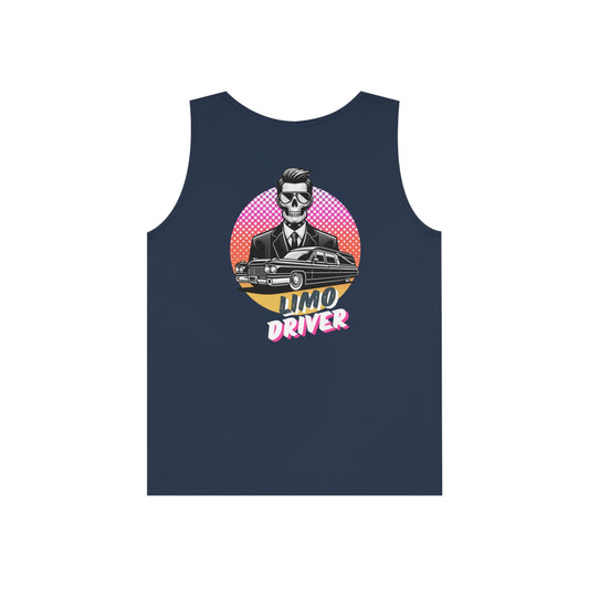 the LIMO Driver Premium Tank | Cool Graphic Design on back | Unisex Heavy Cotton Tank Top